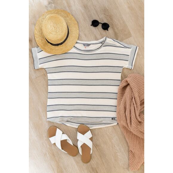 6 for $20 The Nort Face L striped Tee 100% Cotton - Picture 1 of 6